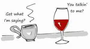 kaffee redet mit wein